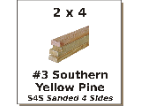 2 x 4 x 8 #3 Southern Yellow Pine S4S