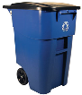 Rubbermaid Roll Out Recycle Trash Can With Hinged Lid,  50 Gallon