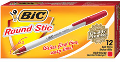 BIC Round Stic Ballpoint Pen 12 Pack Red