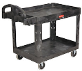 Heavy Duty 2 Shelf Utility Cart with Lipped Shelf