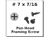 #7 x 7/16 Pan Head Phillips Framing Screw