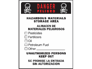 Sign 15 x 19 Plastic Bilingual: Hazard Materials