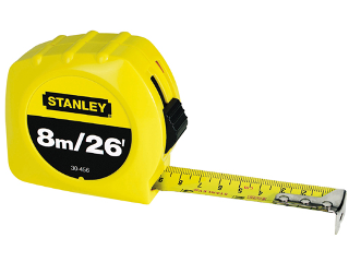 Retractable Measuring Tape, 1 In X 8 m