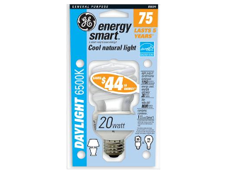 Compact Fluorscent Daylight Spiral Bulb, 20 Watt