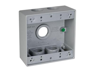 Weatherproof 2 Gang Outdoor 5 Holes Outlet Box, 3/4 In  Gray