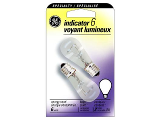 Clear Indicator Bulb 6 Watt, 2 Pack