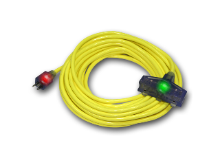 Yellow ProGlo SJTW 10/3 Tri Tap Extension Cord (Lengths)