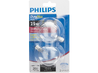 Vanity Globe Light Bulb, Clear 25 Watt  2 Pack