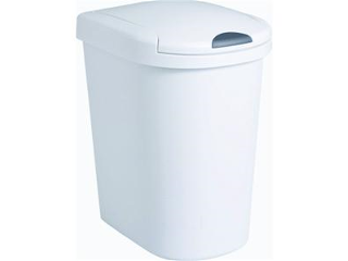 Rectangular Plastic Trash Can With Spring Top Lid 28 Quart White