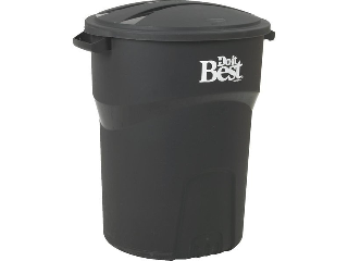 Outdoor Plastic Trash Can With Lid 32 Gallon Black