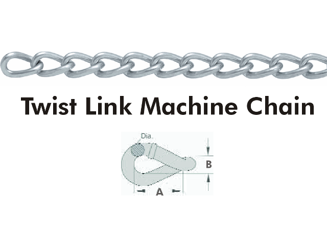 #1X150 Machine Chain Twist Link ElectroGalvanized 