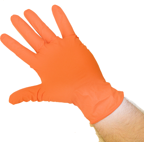 Box of 100 Orange Lightning Non-Tearing Powder Free Nitrile Gloves 