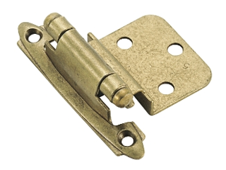 Cabinet Hinge Self-Closing (2) 3/8" Inset Burnish Brass