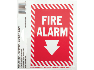 Glow In The Dark Safety Sign: Fire Alarm 5 In x 7 In