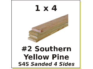 1 x 4 #2 Southern Yellow Pine S4S (Lengths)