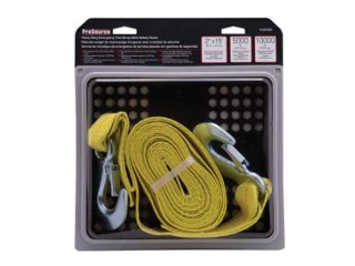 Prosource Yellow Emergency Tow Strap with Hooks, 2 In x 15 Ft