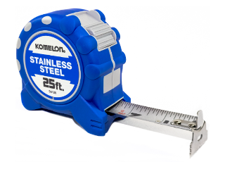 Komelon Stainless Steel Gripper Tape Measure, 1 In x 25 Ft