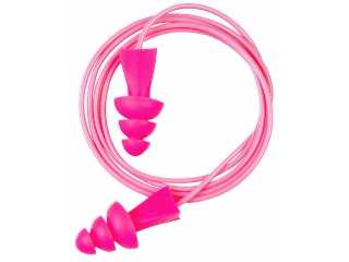 Reusable Tri-Grip JR Corded Earplugs, Pink