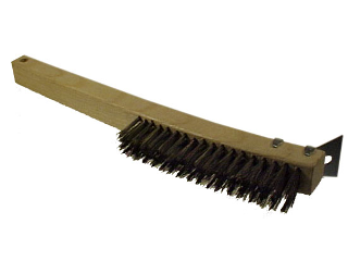 Curved Handle Wire Cleaning Brush With Scraper 4 Row