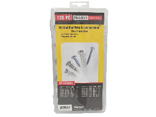Project Master Flat Head Sheet Metal Screws Assortment, 120 Pc