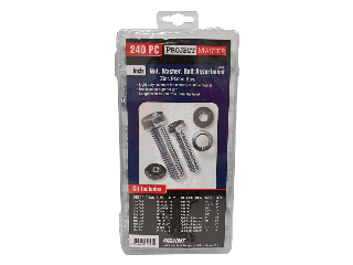 Project Master Nut, Washer, Bolt Assortment, 240 Pc