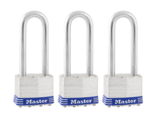 Laminated Steel Pin Tumbler 1TRILJ Padlock 2-1/2 In, 3 Pk