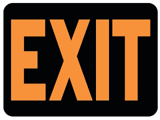 12 In x 8-1/2 In Plastic Fluorescent Orange on Black Sign Exit