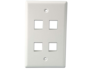 Quick Port CAT 5E Wall Plate, 4 Port White