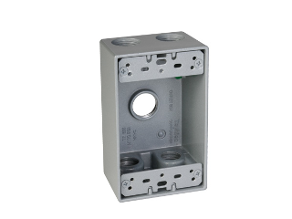 Weatherproof 1 Gang Outdoor 5 Holes Outlet Box, 1/2 In  Gray
