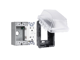 Weatherproof 1 Gang GFCI Duplex Outlet Kit, Gray