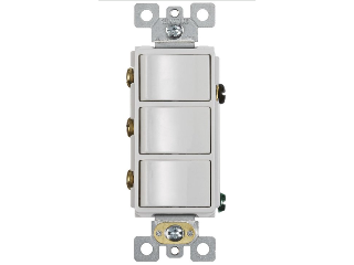 Single Pole Three-Rocker Switch 15 A, White