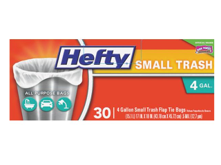 Hefty Small Flap Tie Trash Bags, 4 Gallon - 30 count