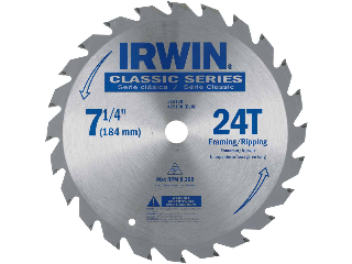 Circular Saw Blade, 7-1/4 in Dia, 5/8 in Arbor, 24 -Teeth