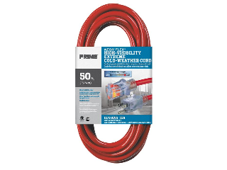 Prime Wire NS515830 50-Foot Neon Flex Extension Cord with Indicator Light Neon Red