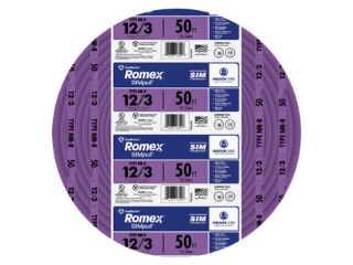 Romex 12/3 Purple NMW/G Electrical Wire, 50 Ft