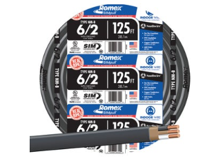 Romex 6/2 NM-B Black Stranded Electrical Wire (Per Ft)