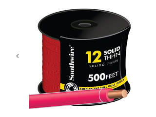 Southwire THHN 12 Solid Wire Red (Sold Per Ft)