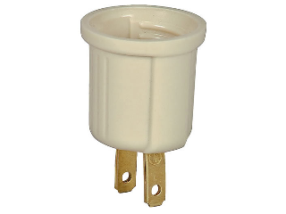 Single Outlet To Medium Base Socket Adapter, Ivory