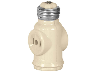 Light Socket To 2 Outlet Plug Adapter, Ivory