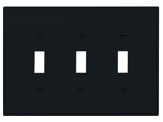 Black Switch Plate, 3 Gang