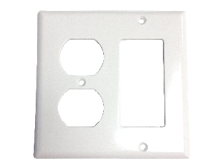 White Decorator and Switch Wall Plate, 2 Gang