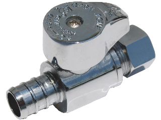 PEX Compression Straight Stop Valve, 1/2 In Barb x 3/8 In OD