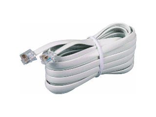 White Telephone Line Cord, 25 Ft