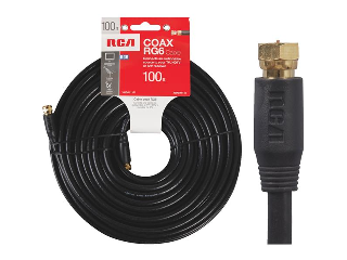 Black RG6 Co-Axial Cable, 100 Ft