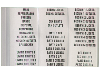 Adhesive Back Circuit Breaker Labels
