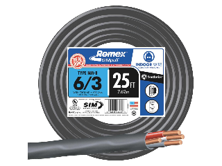 60 FT 6/2 NM-B Copper House Wire/Cable - Southwire (Black, Cut From Master Reel)