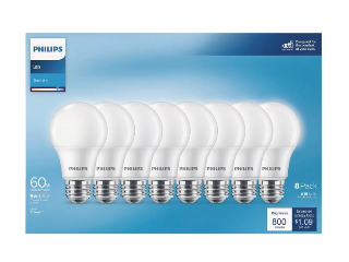 LED 60W Daylight A19 Light Bulb, 8 Pk