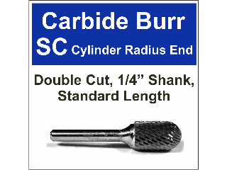 Cylindrical Radius End Carbide Bur (Sizes)