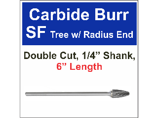 Tree Shape Radius Carbide BurrS, 6 In (Sizes)