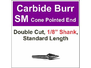 Pointed Cone Shape Double Cut Carbide Burr, 1/8 In